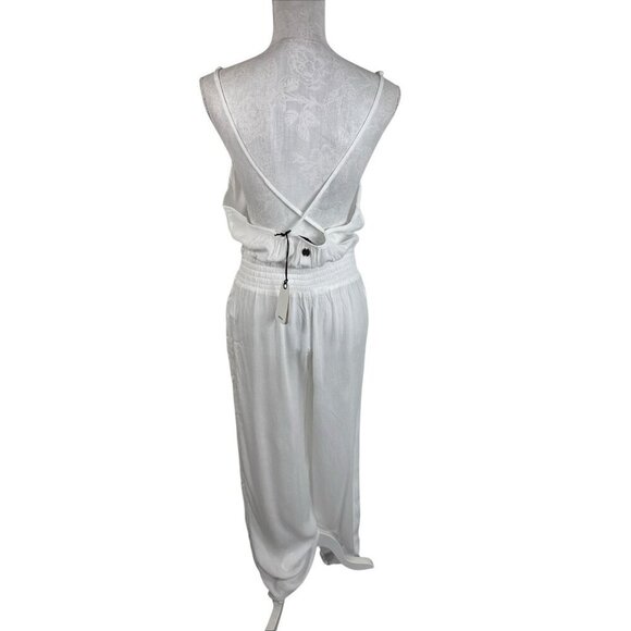 Prana Women's M  Fernie Wide Leg Jumpsuit Swim Coverup Gauzy White NWT 9700 - Picture 3 of 16